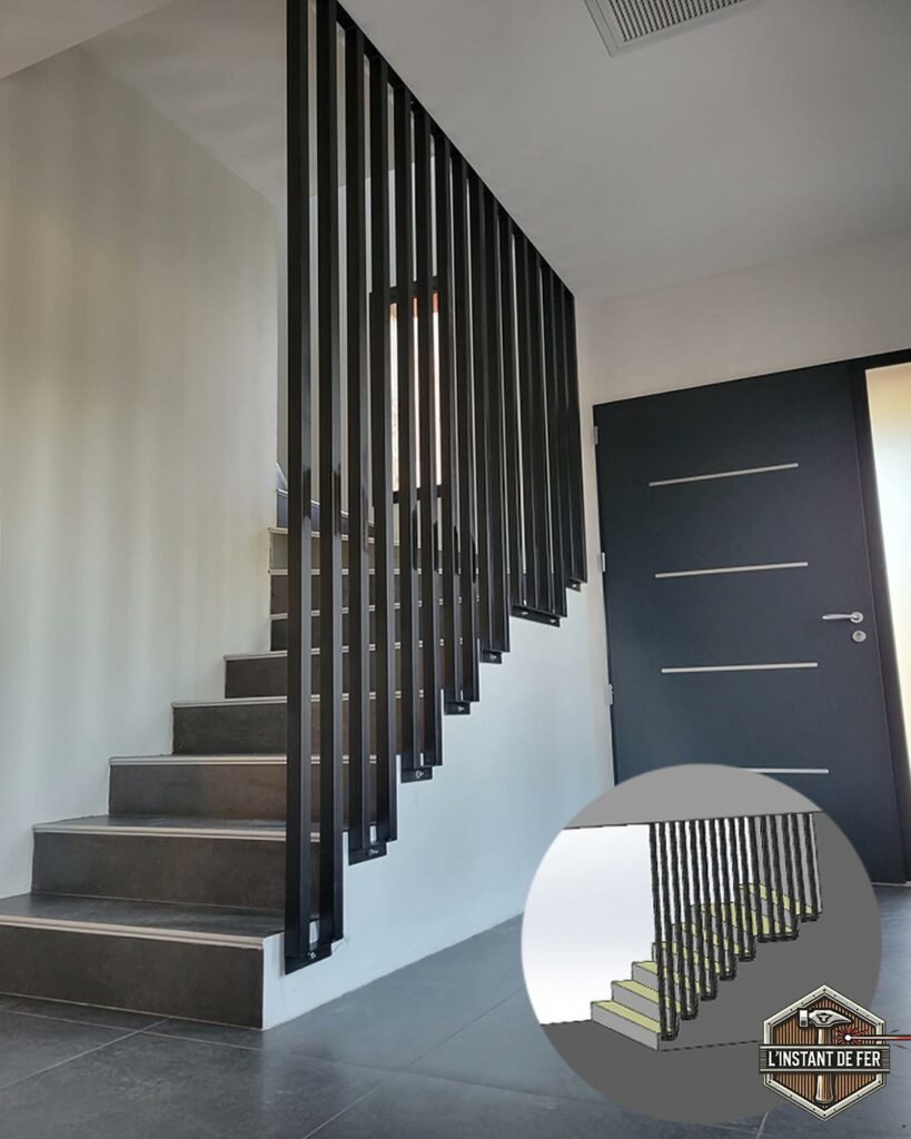 Claustra garde-corps escalier Garde-corps escalier intérieur design formant une claustra toute hauteur