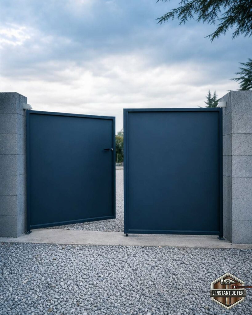 Portail métallique gris anthracite Portail en acier gris anthracite
