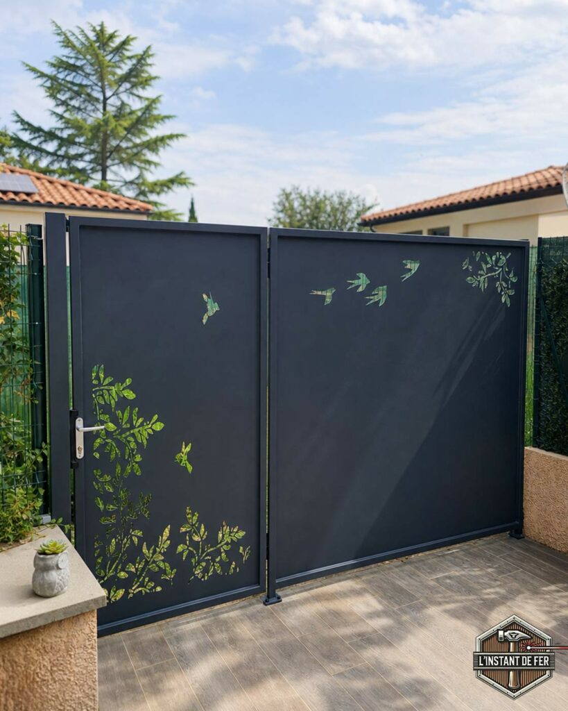 Porte encastrée brise vue Porte encastrée dans brise vue sur terrasse